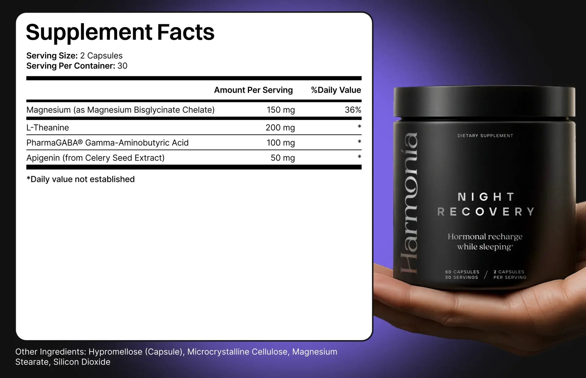 Harmonia Night Recovery Ingredients Supplement Facts