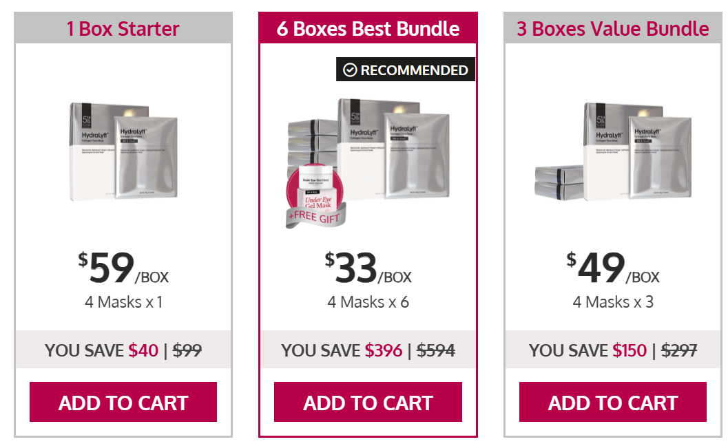 HydraLyft Collagen Face Mask Price