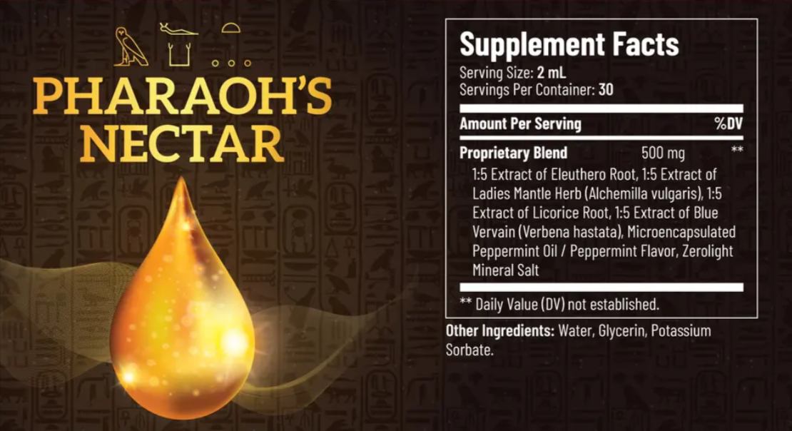 Pharaoh's Nectar Supplement Facts