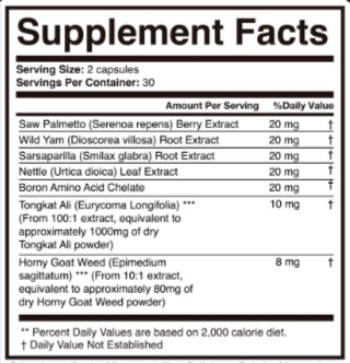 VigorRise Supplement facts